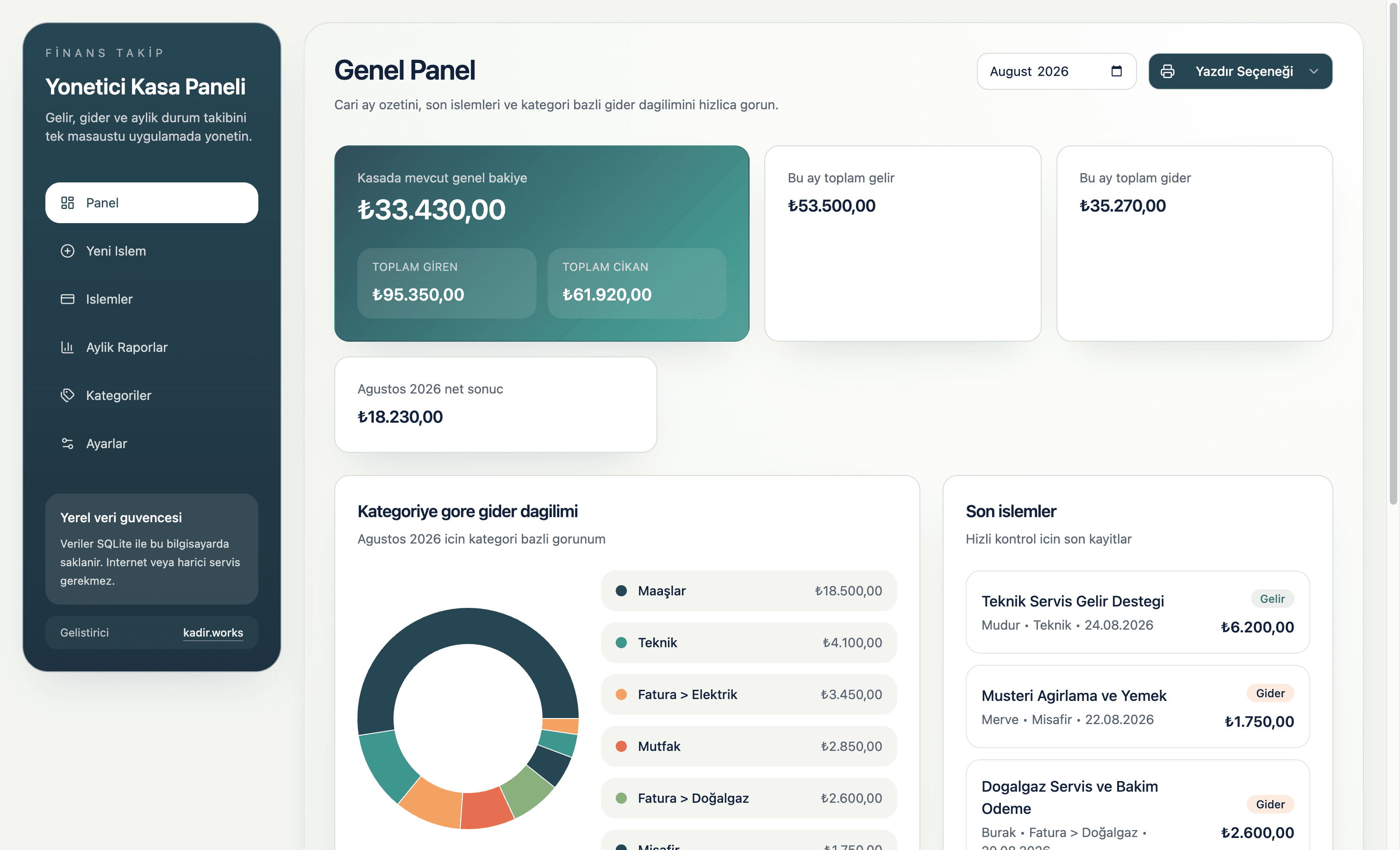 Finans Takip interface preview