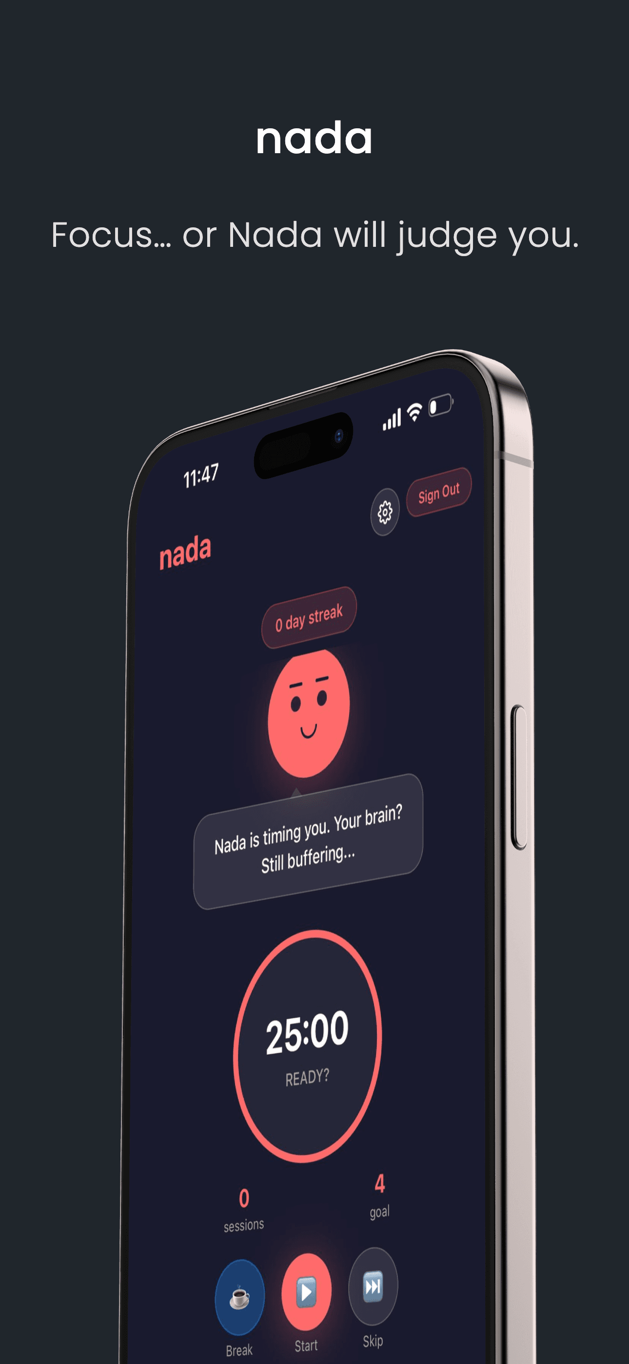 Nada interface preview